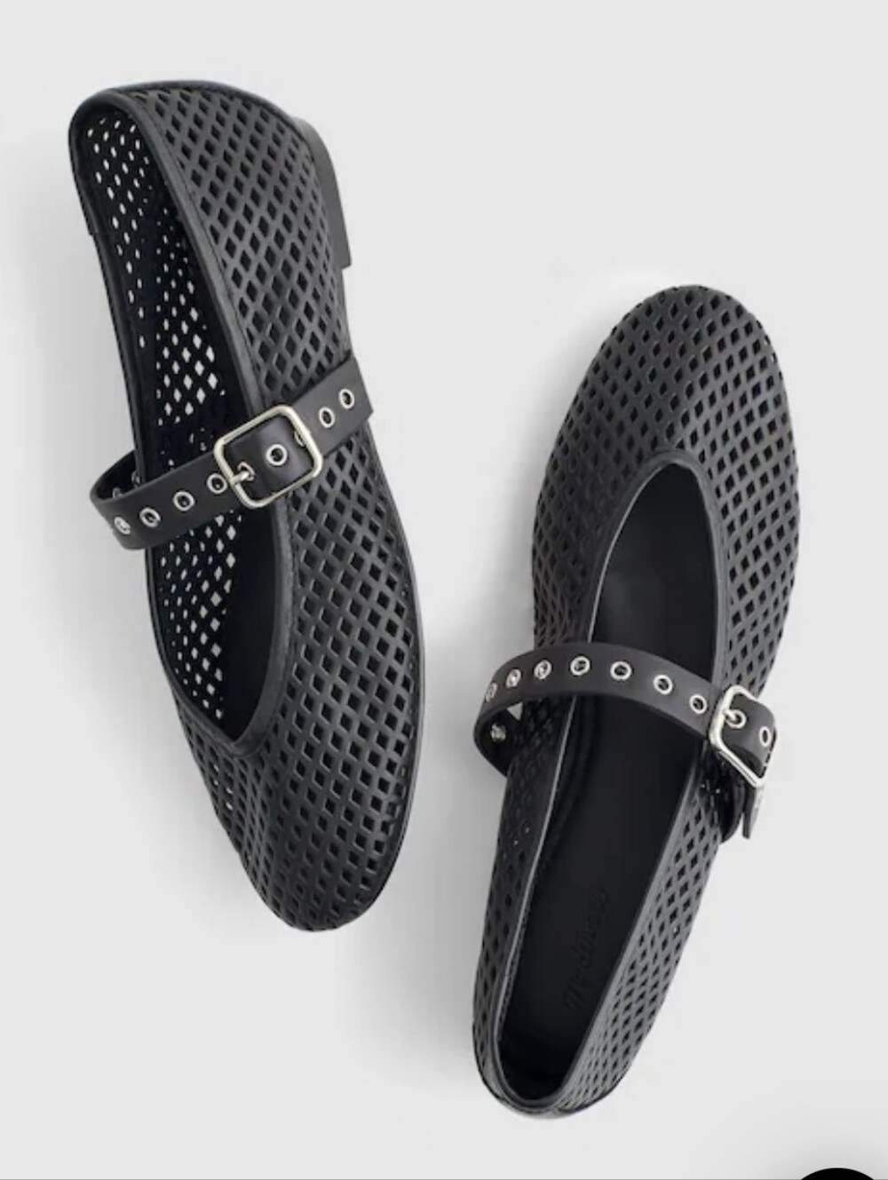 Madewell The Remy Mary Jane Flat in Perforated Leather - Black